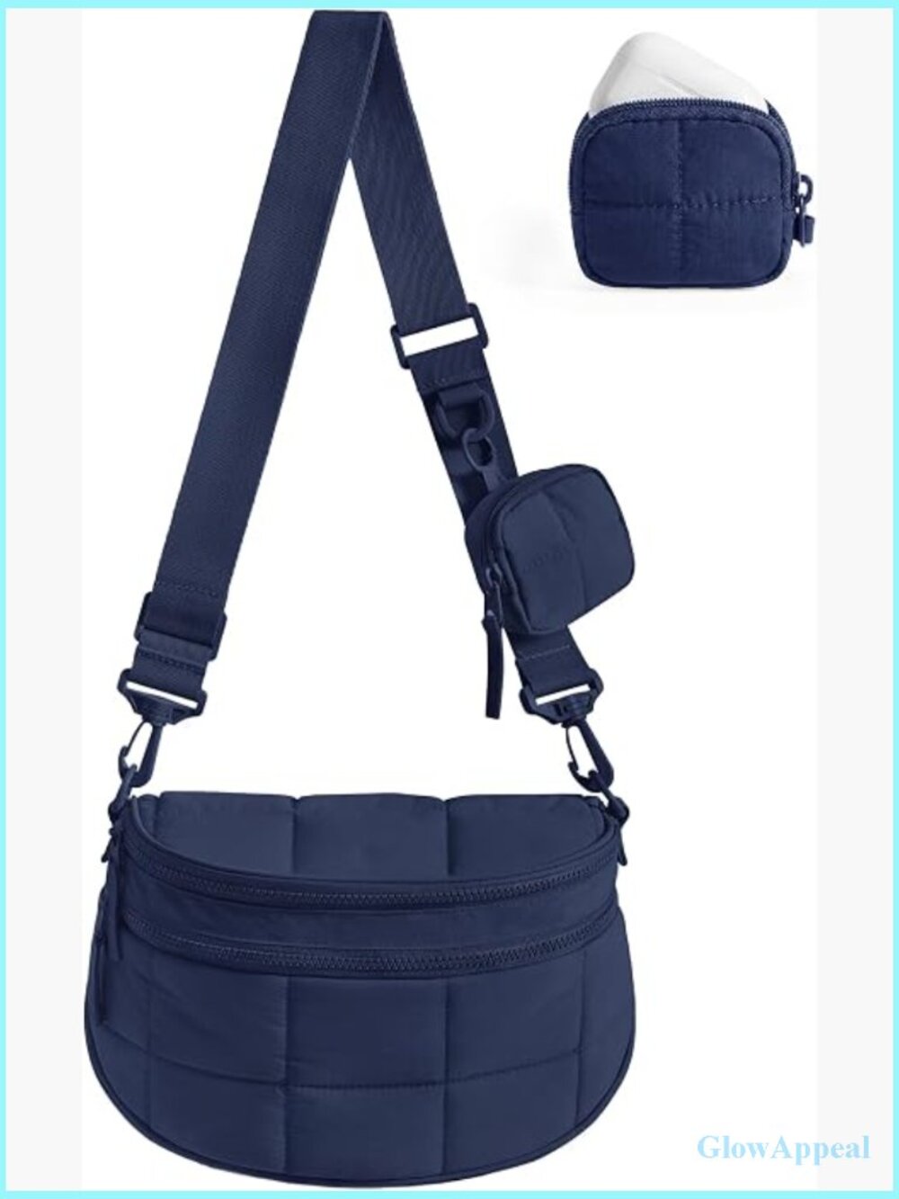 Quilted Puffer Crossbody Bag with Detachable Pouch - Picture 1 of 7